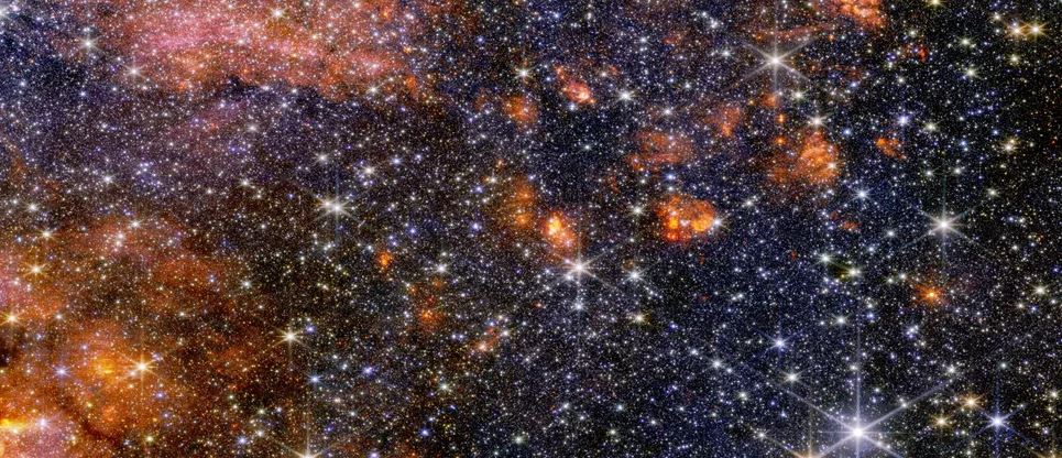 Полноразмерное изображение звездообразующего облака Стрелец B2, полученное с помощью JWST(Изображение предоставлено: NASA, ESA, CSA, STScI, Адам Гинзбург (Университет Флориды), Назар Будаев (Университет Флориды)